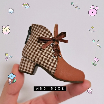 taobao agent [SQ Poem] Bowle lattice high -heeled short boots BJD 1/4mdd Xiongmei 1/6 six -point baby shoes Akagi GL