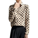 2024 весна и лето, новая хлопковая дышащая рубашка в горошек на пуговицах с лацканами, женская универсальная модная рубашка для поездок на работу, уменьшающая возраст, маленькая рубашка