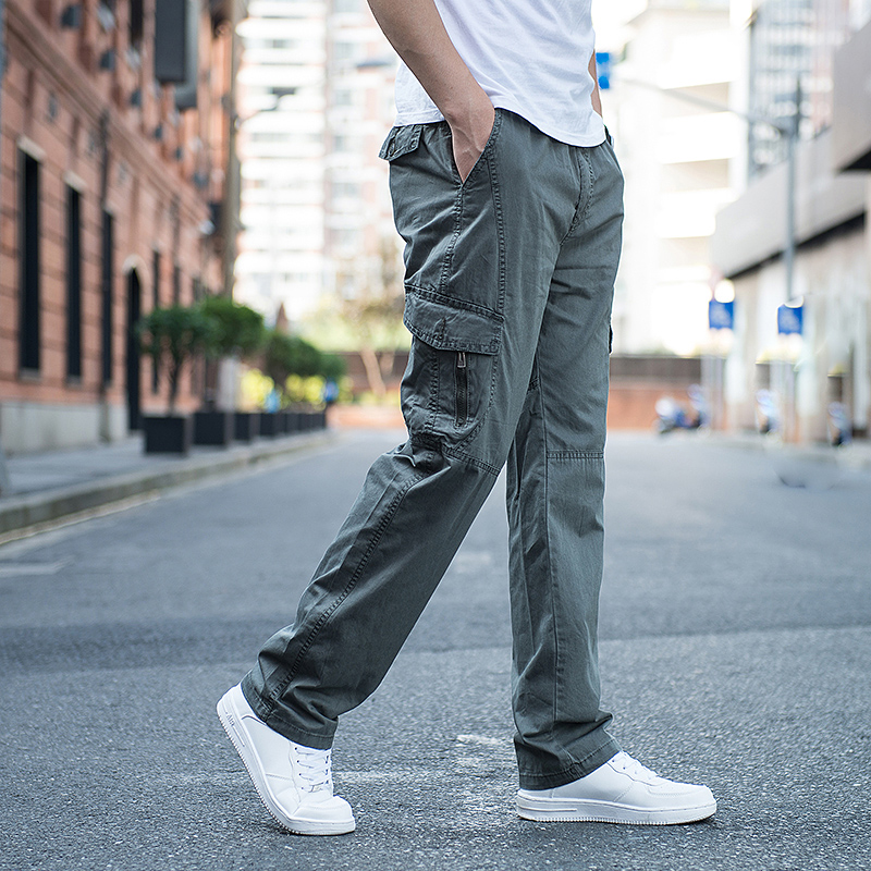 Buy Cargo pants men's summer loose straight-leg pants cotton plus plus ...