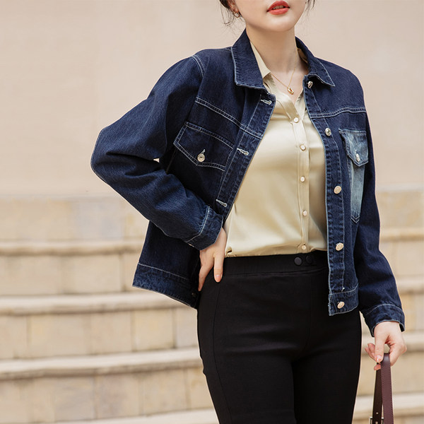 Джинсовая куртка для отдыха, 2023, осенняя, оверсайз, в корейском стиле, большой размер