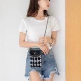 Мобильный телефон, небольшая сумка, модная сумка для телефона, тонкий кошелек с ромбовидным узором, в западном стиле, сенсорный экран