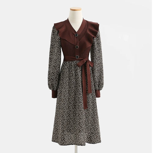 Ретро вельветовая осенняя трикотажная длинная юбка, цветочный принт, яркий броский стиль, по фигуре, коллекция 2021