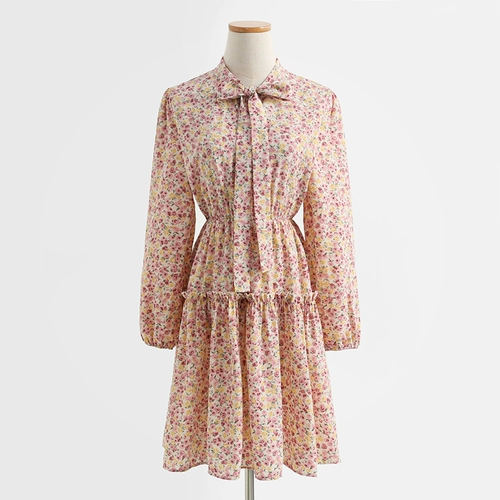 Шифоновая осенняя ретро юбка, милое платье, в цветочек