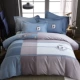 Cotton phong cách Anh dày chải bốn mảnh Bộ đồ giường 1,8m nam đơn giản ga trải giường cotton bộ ba mảnh - Bộ đồ giường bốn mảnh