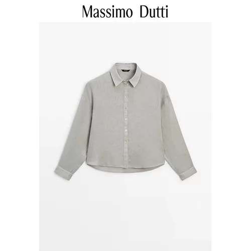 Лето -новая Mastertti2024 Женская серая серые серого серого французского минималистского усердия, чистое белье короткое лацвет