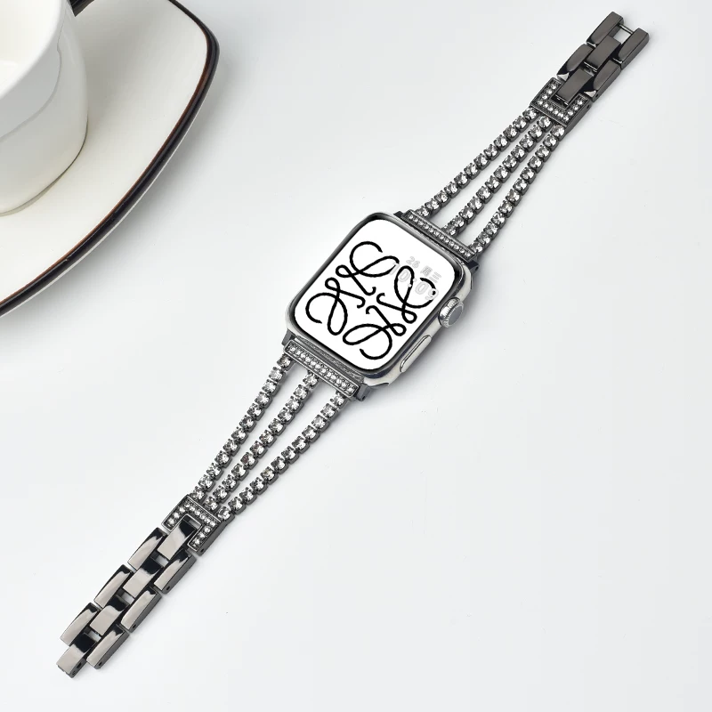 [Подходит для Apple Watch iWatch9 ремешок Apple Watch 7/6/5/4 поколение золотой камень Ultra trendy S7 цепь S8 мини 41/49 мм женский SE ремешок S5 новый]