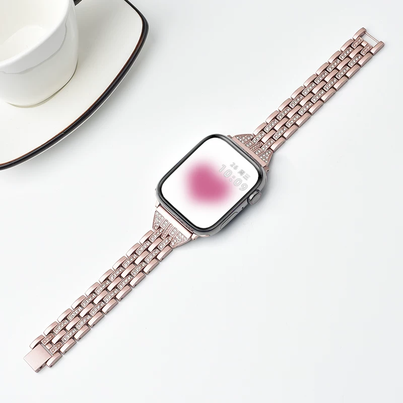[Подходит для Apple Watch iWatch9 ремешок Apple Watch 7/6/5/4 поколение золотой камень Ultra trendy S7 цепь S8 мини 41/49 мм женский SE ремешок S5 новый]