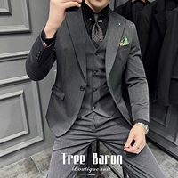 6888#темно -серый (костюм+жилет+брюки)
