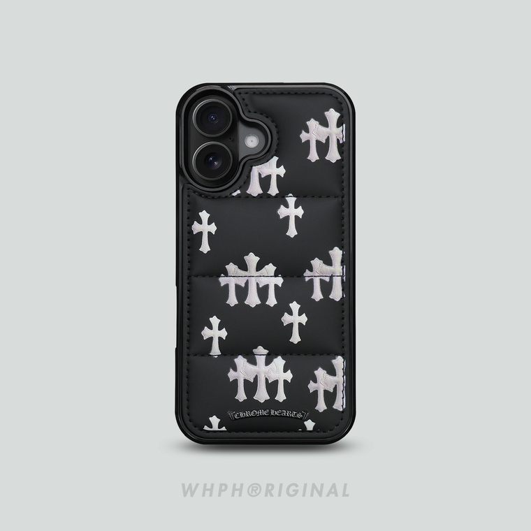 Quilted Black Cross Pattern iPhone Case