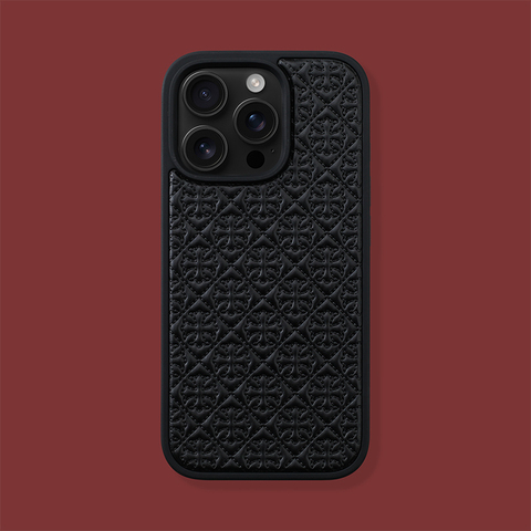 Chrome Hearts Embossed Geometric Pattern Synthetic Leather iPhone Case