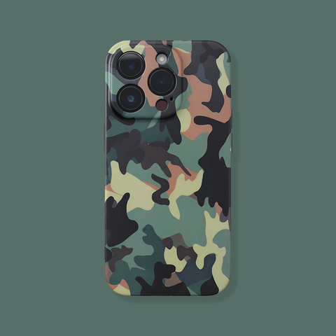 Original Camouflage Army Camera Lens Protection Matte Pro/Max 15, 14, 13, 12, 11 iPhone Case