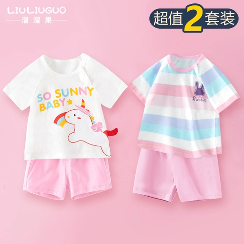 Летний комплект, детская хлопковая летняя одежда для девочек, короткий рукав, коллекция 2023, детская одежда