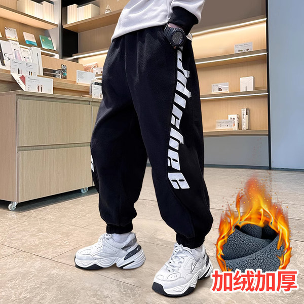 Утепленные повседневные брюки для мальчиков, бархатный детский пуховик, штаны, подходит для подростков, коллекция 2023, в западном стиле