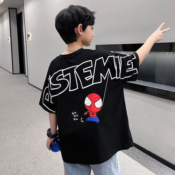 Хлопковая летняя футболка для мальчиков, мультяшная спортивная летняя одежда, коллекция 2022, свободный крой