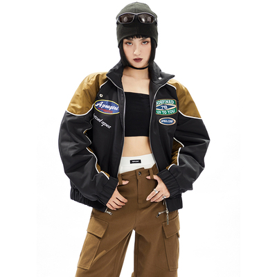 taobao agent Tide, retro demi-season train model, down jacket, American style, with embroidery