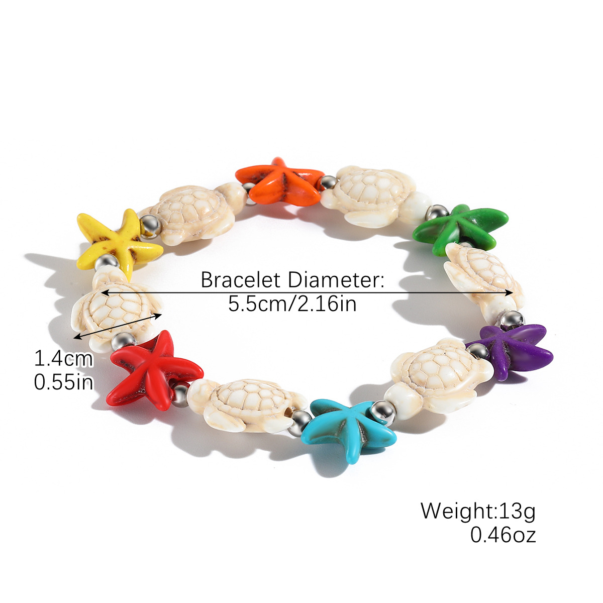 S2404-16 White turtle mixed color starfish beads
