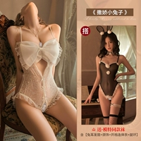 [Soft Meng 2 Piece] Белая открытая промежность соединения (отправьте кружевные чулки)+Coquettish Rabbit Girl (отправьте модели носки)