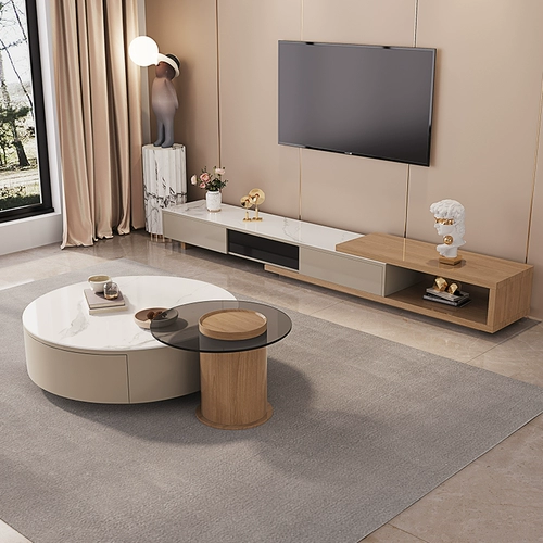 Северный японский стиль телевизионный шкаф Комбинация журнальный столик Современный минималистский