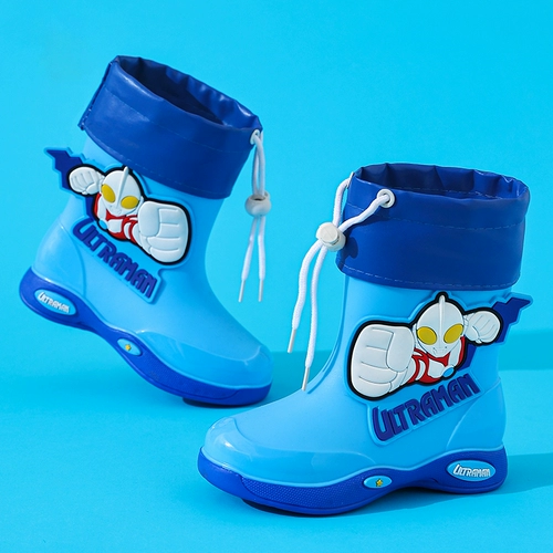 Ultra, детский Ультрамен Тига, нескользящий дождевик, водонепроницаемые милые флисовые сапоги для раннего возраста для мальчиков на четыре сезона