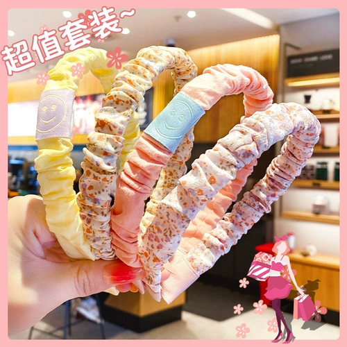 Детский милый ободок, наряд маленькой принцессы, аксессуар для волос, нескользящое средство детской гигиены для умывания, в цветочек, Южная Корея