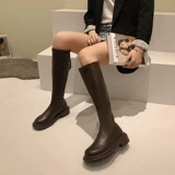 Флисовые ботинки в английском стиле, высокие сапоги на платформе, из натуральной кожи, коллекция 2021, в британском стиле