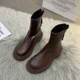 Флисовые ботинки в английском стиле, высокие сапоги на платформе, из натуральной кожи, коллекция 2021, в британском стиле