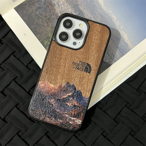 The North Face Mountain Landscape Wood Grain iPhone Case