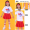 Chinese young women's white short sleeves+red short skirt+sports socks+headband
