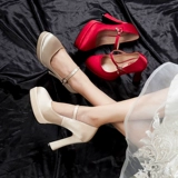 Свадебные туфли, водонепроницаемая обувь для невесты на высоком каблуке на платформе, против усталых ног