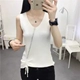 Sexy slim-fit áo yếm cổ chữ V công việc nặng nề rhinestone không tay băng lụa dệt kim lụa sáng lấp lánh lụa hàng đầu của phụ nữ - Áo ba lỗ