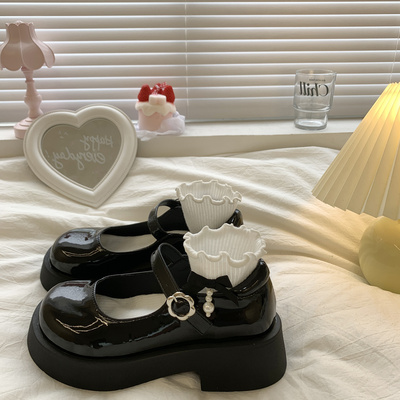 taobao agent Black summer footwear platform, Japanese suitable with a skirt English style, 2022 collection, British style