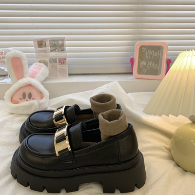 taobao agent Black loafers platform, demi-season universal Japanese footwear English style, British style