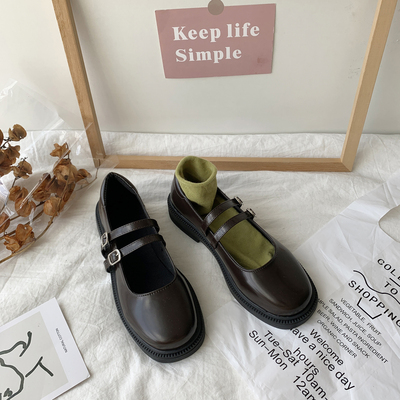 taobao agent Retro summer footwear English style, Japanese student pleated skirt, British style