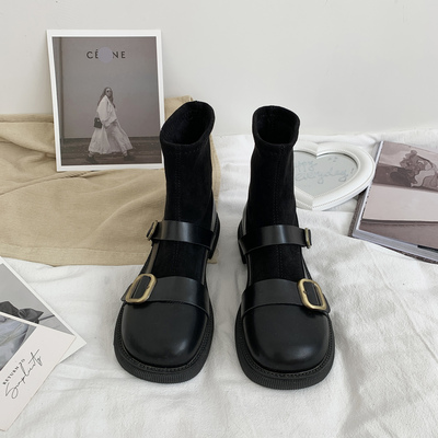 taobao agent Spring autumn low boots English style, retro elastic socks