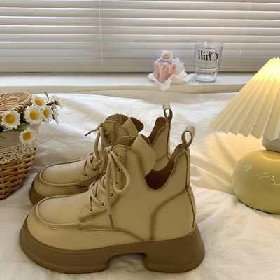 taobao agent Martens, yellow demi-season low boots platform English style, 2022 collection, British style