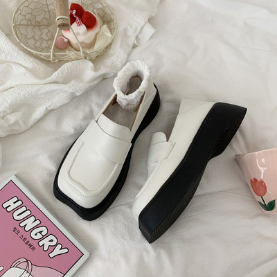 taobao agent White footwear English style, summer high Japanese loafers platform, french style, British style, 2022