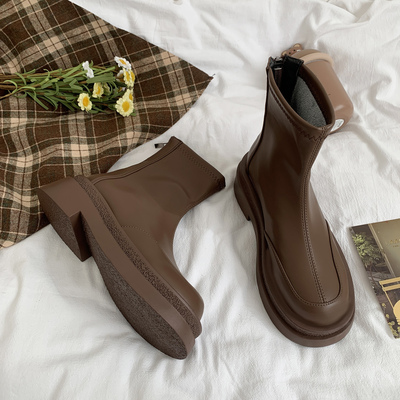 taobao agent Martens, demi-season universal low boots English style with zipper, 2022 collection, suitable for teen, British style