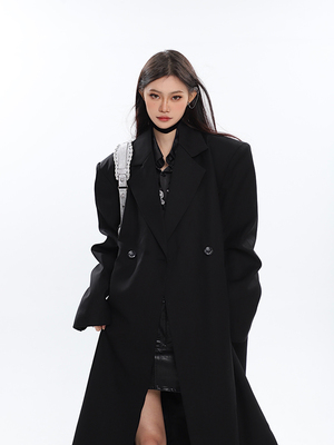 taobao agent Black coat, advanced demi-season classic suit jacket, mid-length, high-quality style