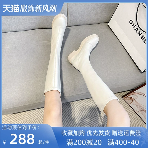 Зимние ботинки, белые высокие высокие сапоги, 2023, подходит для подростков, по фигуре, средней длины