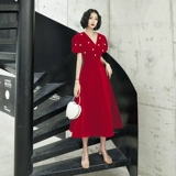 Осеннее бордовое вечернее платье, 2019