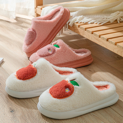 taobao agent Cotton slippers Female autumn and winter indoor fruit new plush couples family wooden floor home cotton shoes men