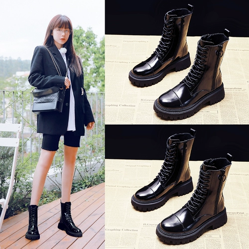 Martens, высокие демисезонные утепленные короткие сапоги на платформе в английском стиле, ботинки, из натуральной кожи, коллекция 2023, в британском стиле