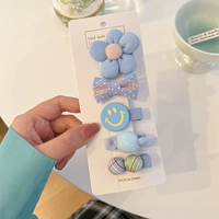 Синий комплект, в цветочек, 5 шт