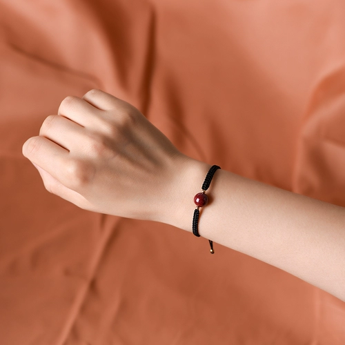 Плетеный натуральный браслет из красной нити, браслет с одной бусиной для влюбленных, оберег на день рождения, цвета киновари, коллекция 2021