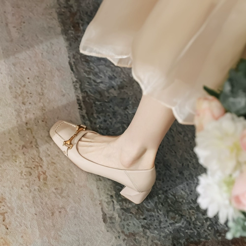 Демисезонная обувь, универсальные туфли на высоком каблуке, 2023, французский стиль