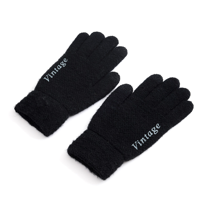 Antarctic warm woolen gloves for autumn and winter men's knitting and riding students thickening cold letters simple