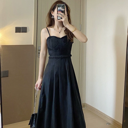 Лебедь, черное летнее платье, приталенный корсет