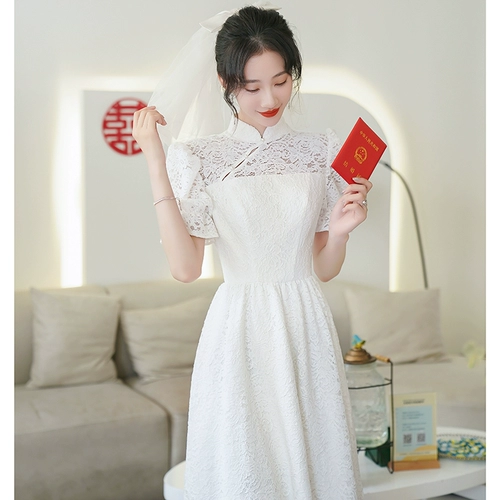 Белое ципао, элитное платье, коллекция 2023, французский стиль, для подружки невесты, яркий броский стиль