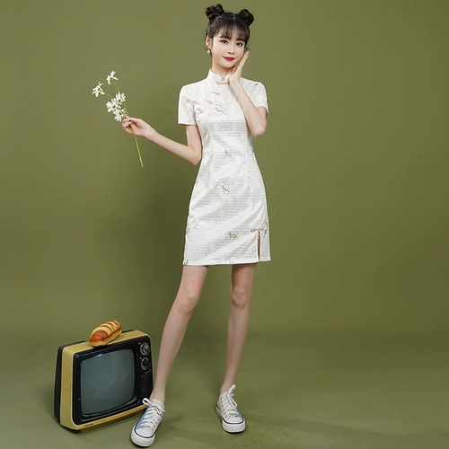 Легкое сексуальное ретро короткое летнее ципао, 2021 года