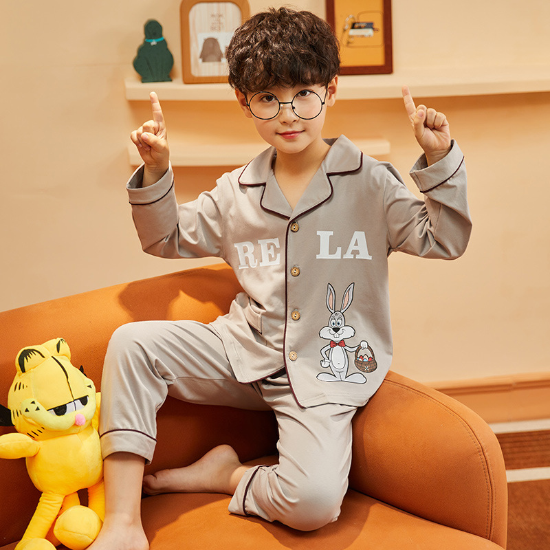 Blue Rabbitbaby Home Furnishing Air conditioning clothes baby Inner clothes summer boy girl summer wear children pajamas pure cotton suit Thin